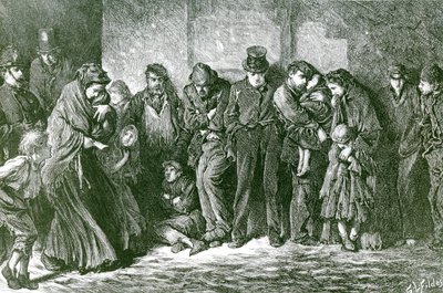 Dakloos en hongerig, 1869 door Samuel Luke Fildes