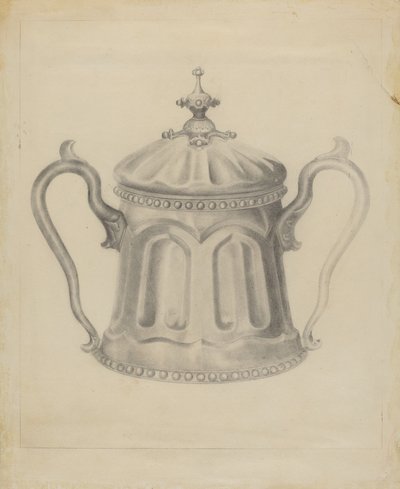Pewter Suikerpot door Samuel O. Klein
