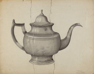 Pewter Theepot door Samuel O. Klein