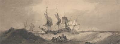 Schepen op een Stormachtige Dag door Samuel Owen