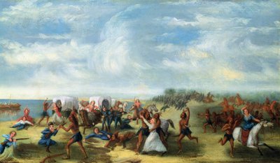Het Bloedbad van Fort Dearborn op 15 augustus 1812 door Samuel Page