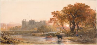 Avond in Italië—de verlaten villa door Samuel Palmer