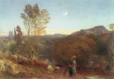 Naar huis gaan bij het avondklok door Samuel Palmer