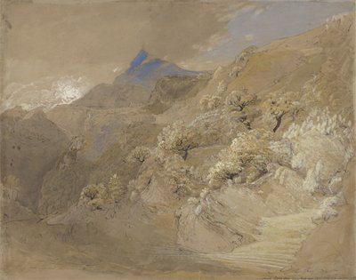Mount Siabod vanaf Tyn-y-Coed bij Capel Curig door Samuel Palmer