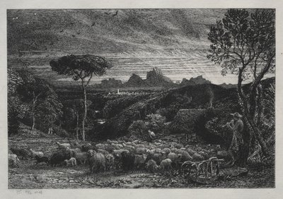 Het openen van de stal door Samuel Palmer