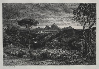 Het openen van de vouw, 1880 door Samuel Palmer