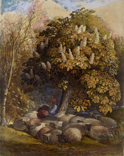 Pastoraal met een Paardenkastanjeboom, c.1830-31 door Samuel Palmer