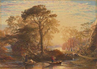 Sir Guyon met de Palmer, verleid door Phaedria om te landen op de Betoverde Eilanden door Samuel Palmer