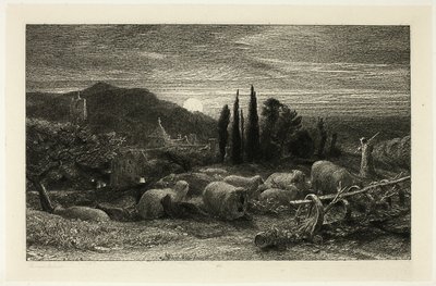 De opkomende maan door Samuel Palmer