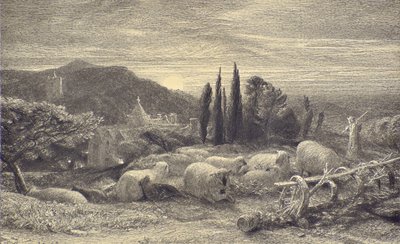 De Opkomende Maan, c.1857 door Samuel Palmer