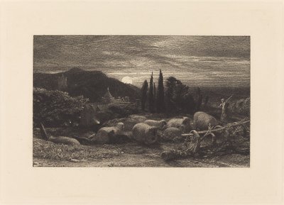 De opkomende maan, of een Engels pastoraal door Samuel Palmer