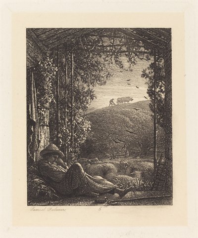 De slapende herder; Vroege ochtend door Samuel Palmer
