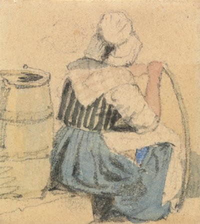 Een zittende boerenvrouw door Samuel Prout