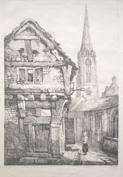 Een Serie Oude Gebouwen en Landelijke Huisjes in het Noorden van Engeland: In York, Straat naast Kloostermuur door Samuel Prout