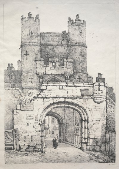 Een serie oude gebouwen en landelijke huisjes in het noorden van Engeland: In York, Middeleeuwse Poort, 18 door Samuel Prout