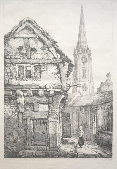 Een serie oude gebouwen en landelijke cottages in het noorden van Engeland: In York, Street..., 1821 door Samuel Prout