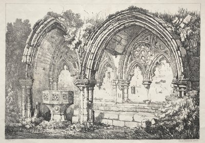 Een Serie Oude Gebouwen en Landelijke Huisjes in het Noorden van Engeland: Deel van Kirkham Abbey door Samuel Prout