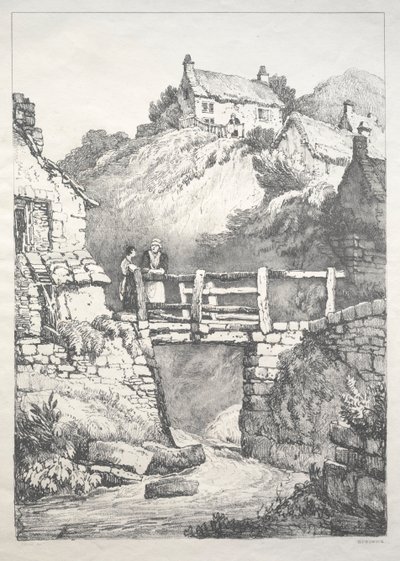 Een serie oude gebouwen en landelijke cottages in het noorden van Engeland: Runswick, 1821 door Samuel Prout