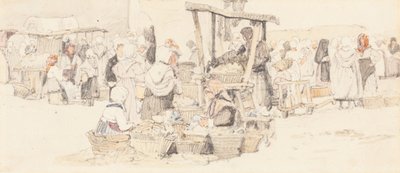 Een markt in de openlucht door Samuel Prout