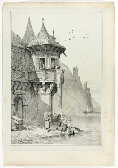 Bij Braubach aan de Rijn door Samuel Prout