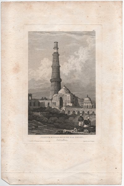 Cootub Minar, Delhi Ruïnes door Samuel Prout
