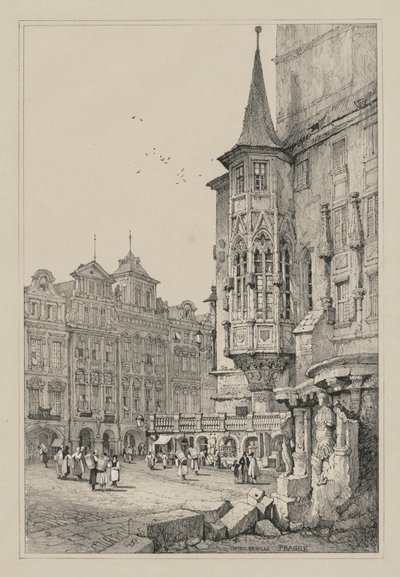 Facsimiles van Schetsen gemaakt in Vlaanderen en Duitsland: Stadhuis, Praag door Samuel Prout