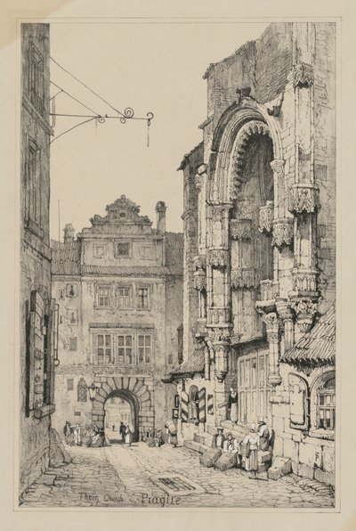 Facsimiles van schetsen gemaakt in Vlaanderen en Duitsland: Thein Kerk, Praag, 1833 door Samuel Prout