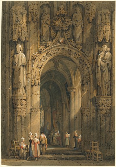 Interieur van een kathedraal door Samuel Prout