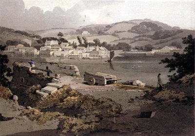 Landschap, met Rivier en Dorp door Samuel Prout