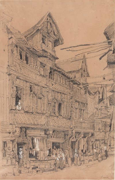 Oude straat in Lisieux, c.1820 door Samuel Prout