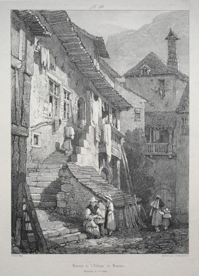 Ruïnes van de abdij van Baume. Binnenplaats door Samuel Prout