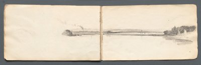 Schetsboek: "Landschap met zeilboten" door Samuel Prout