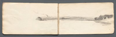 Schetsboek: Landschap met zeilboten door Samuel Prout
