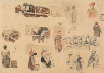 Schetsen van Boeren en Werkpaarden door Samuel Prout
