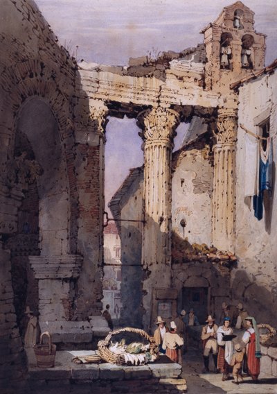 De Tempel van Mars Ultor bij het Forum van Augustus door Samuel Prout