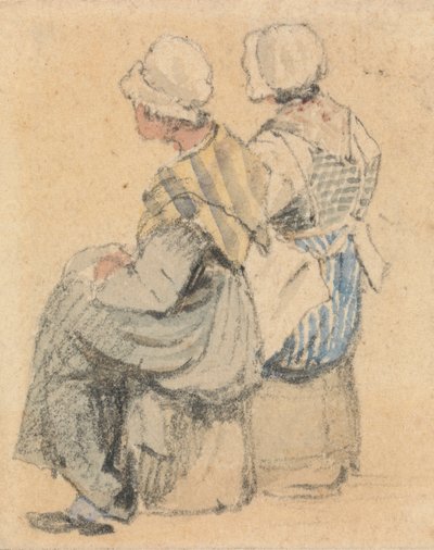 Twee Boerenmeisjes, Zittend door Samuel Prout