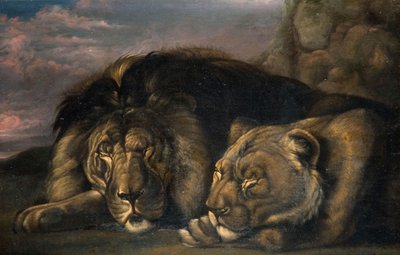 Slapende Leeuw en Leeuwin, 1823-1830 door Samuel Raven