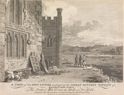Een Zicht op de Nieuwe Toren en een deel van het Grote Keukenraam van Arundel Castle, Sussex (uitgegeven door J. Sewell); pagina 13 (Volume Eén) door Samuel Rawle