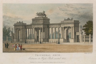 Triomfboog, ingang van Hyde Park Corner, Londen, opgericht 1827 door Samuel Rawle