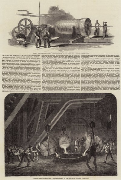 Cilinder van de Grote Hydraulische Pers gebruikt voor het heffen van de Buizen van de Britannia Brug door Samuel Read