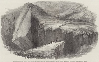De beklimming van de Mont Blanc door de heer Albert Smith, in de Egyptian Hall, Piccadilly, spleet in de Glacier du Tacconay door Samuel Read