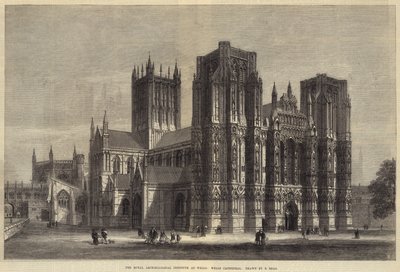 Het Koninklijk Archeologisch Instituut in Wells, Wells Kathedraal (gravure) door Samuel Read