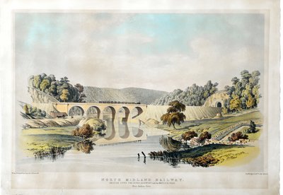North Midland Railway Bridge over de rivier Derwent en de Matlock Road bij Amber Gate, 1840 door Samuel Russell