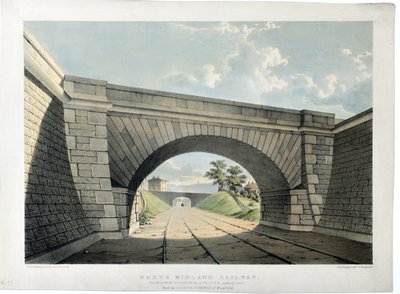 North Midland Railway. Uitzicht op New Street Bridge enz. in Belper, kijkend naar het zuiden, c.1840 door Samuel Russell