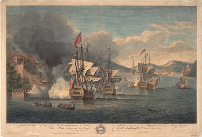 Verovering van Porto Bello door Admiraal Edward Vernon op 22 november 1739 door Samuel Scott