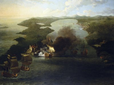 Koloniale oorlogen van Spanje: verovering van Porto Bello (of Puerto Bello), 21 november door Samuel Scott
