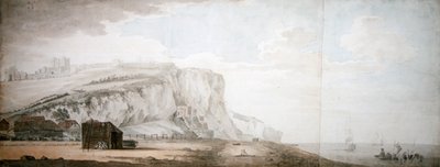Kasteel en kliffen van Dover vanaf de kust door Samuel Scott