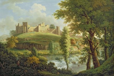 Ludlow Kasteel met Dinham Weir, vanuit het Zuidwesten door Samuel Scott