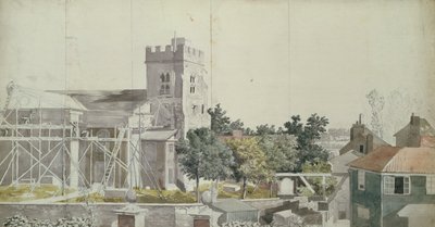 Twickenham-kerk onder steigers door Samuel Scott