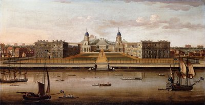 Uitzicht op het Royal Hospital, Greenwich, vanaf de Theems door Samuel Scott